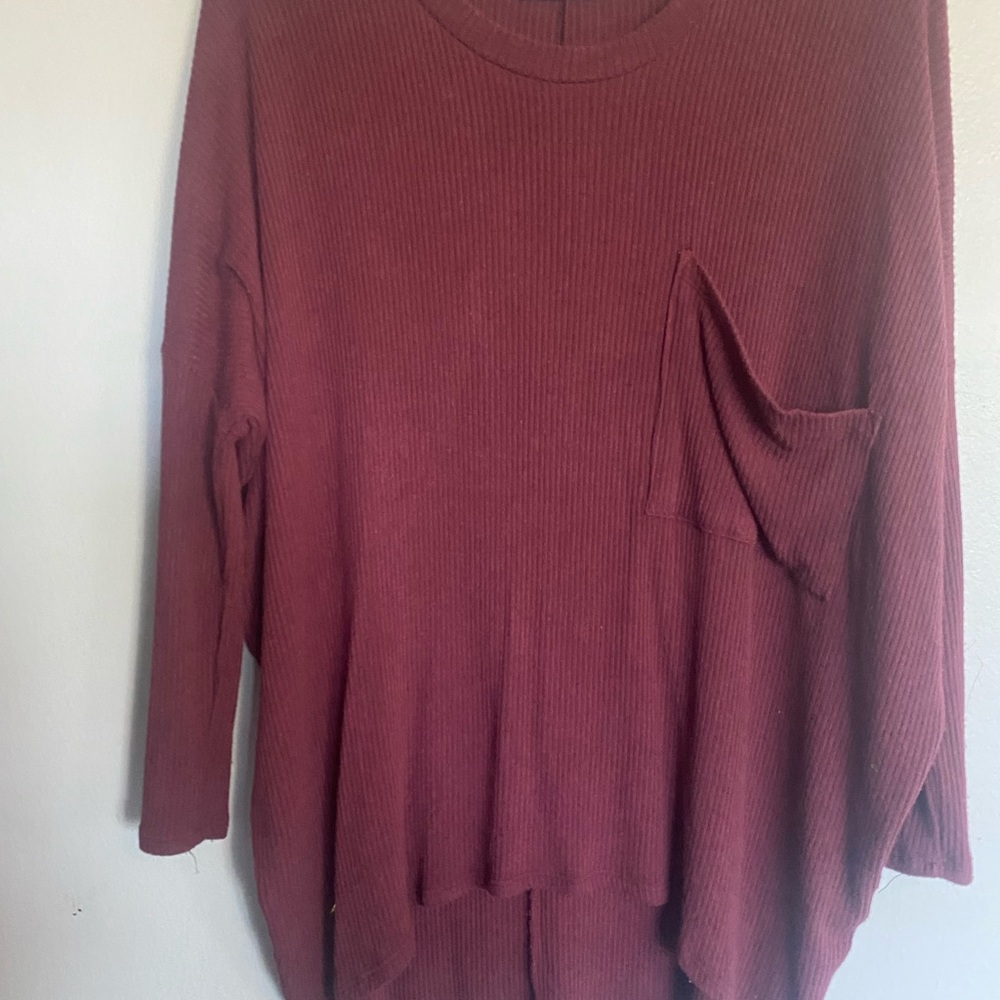 Carly Jean Los Angeles Burgundy Knit Top